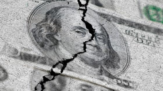 Torn US dollar bill